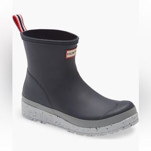 RARE HUNTER NWT ORIGINAL PLAY SPECKLED PLATFORM RAIN BOOT (Women) in Onyx